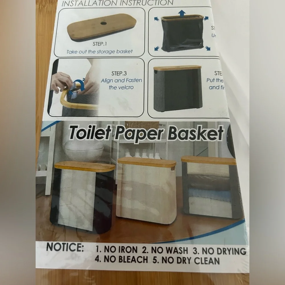 23L Bamboo Toilet Paper Storage, Covered Toilet Paper Bin Basket Holder with Lid